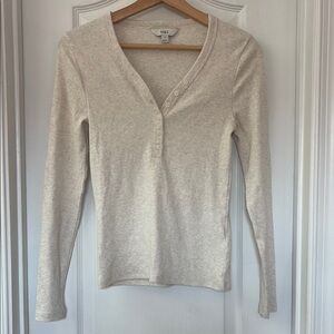 Marks & Spencer Cream Fitted Long Sleeve Tee